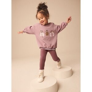 NEXT Pink 3 Sparkle Bow Angel Graphic Crewneck 3-4T Girly Cottage Prairie Preppy